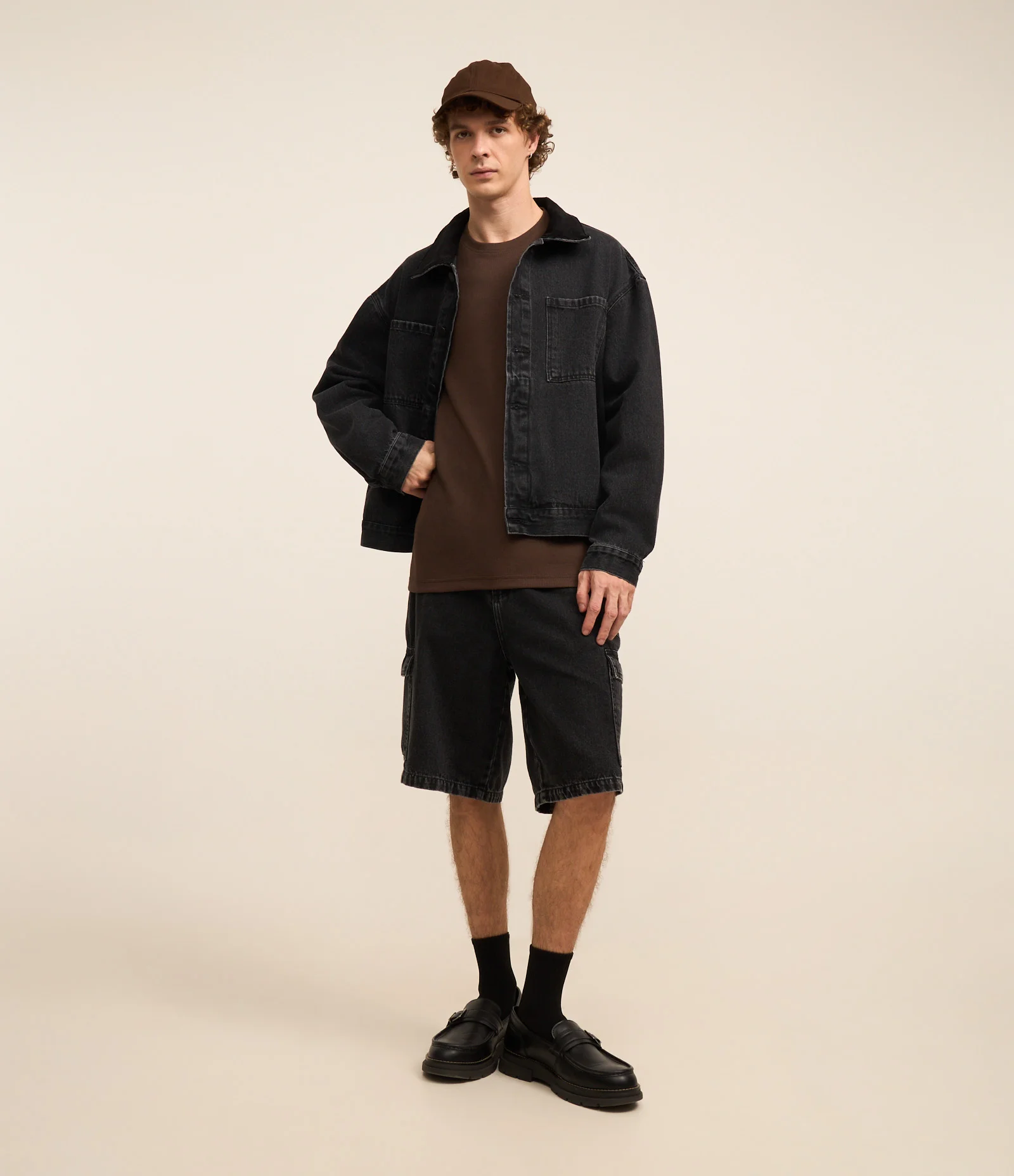 Camiseta Regular em Algodão com Textura Marrom 2