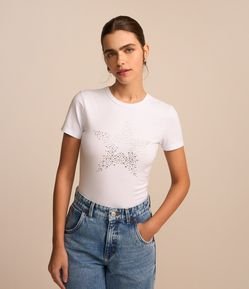 Blusa em Algodão com Estampa de Estrela em Strass