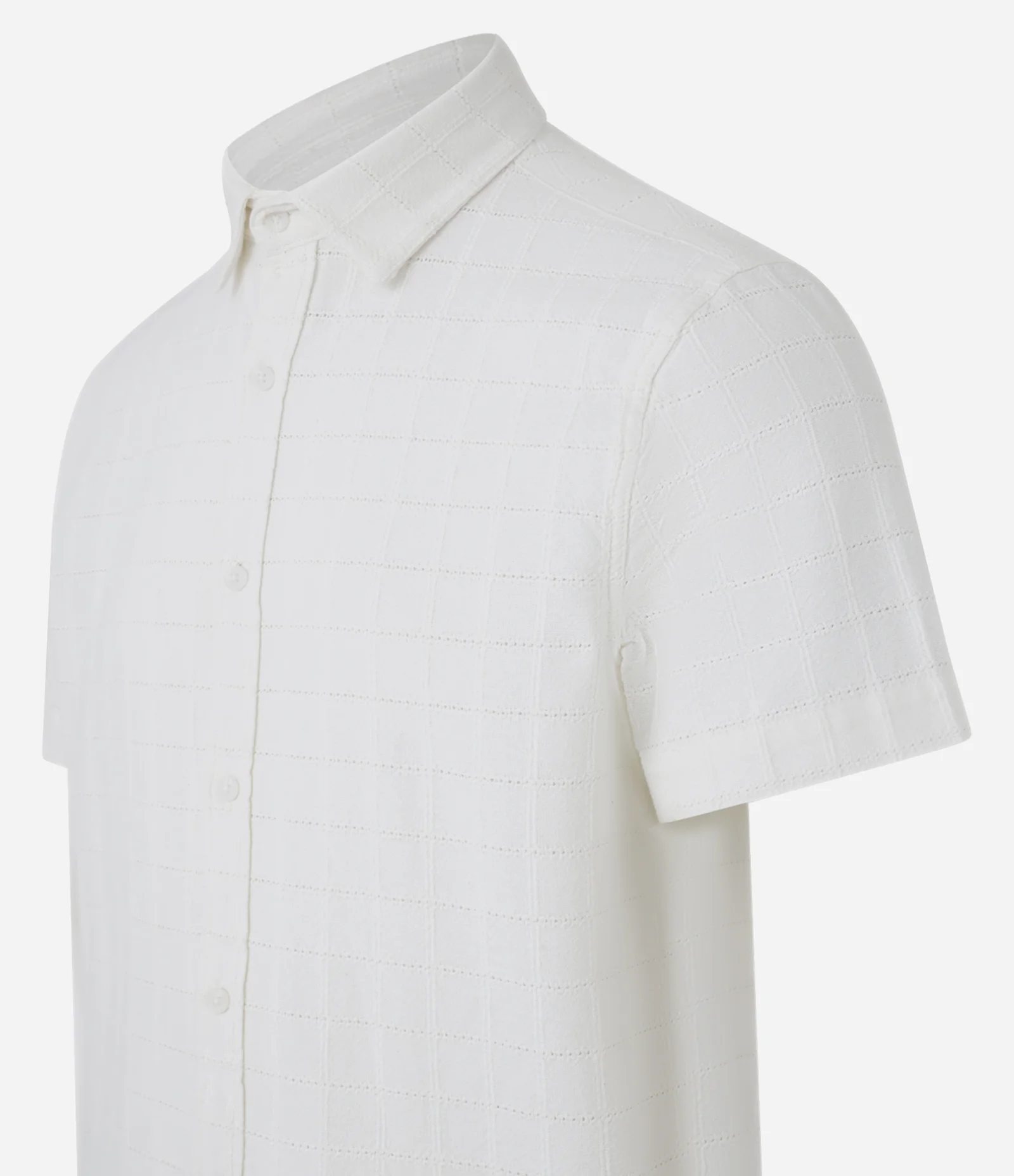 Camisa Regular em Laise e Textura Quadrada Off White 2