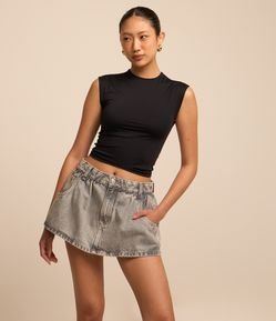 Saia Curta Rodada em Jeans