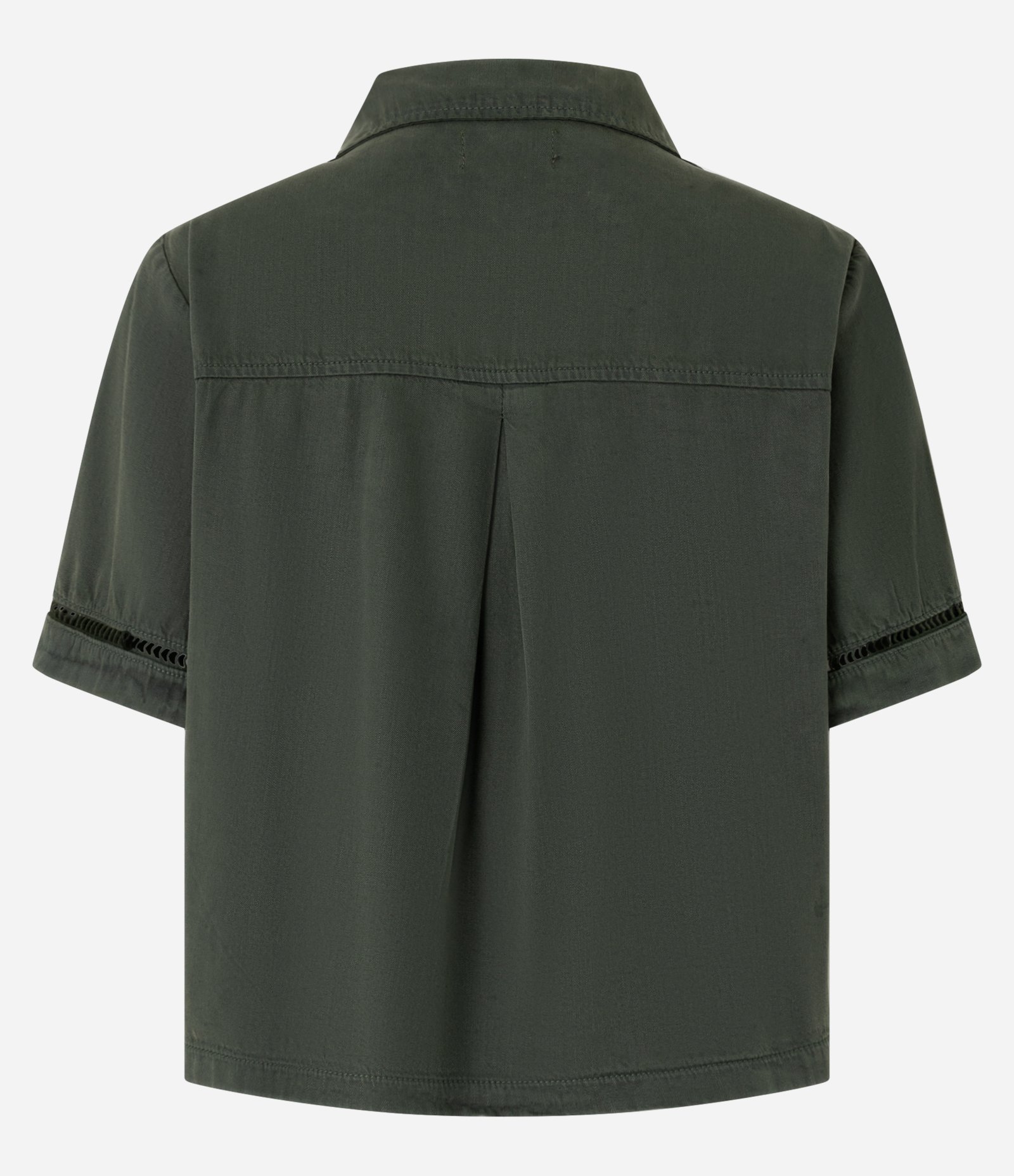 Camisa Sarja com Bolsos no Peito Verde 6
