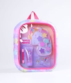 Kit Mochila de Maquiagem com Sabonete Líquido + Paleta de Sombras com Pincel e Cartela de Adesivos Alchemia