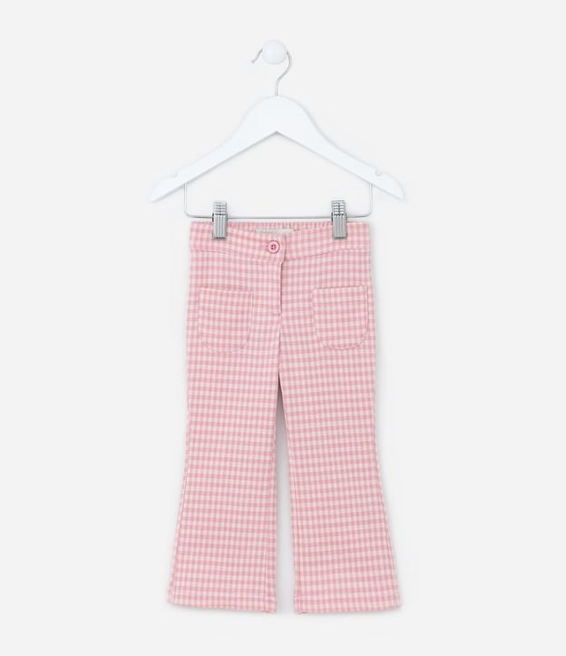 Calça Flare Infantil com Estampa Xadrez Vichy - Tam 1 a 5 Anos