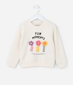 Casaco Infantil com Bordado Aplicado de Flor - Tam 1 a 5 Anos