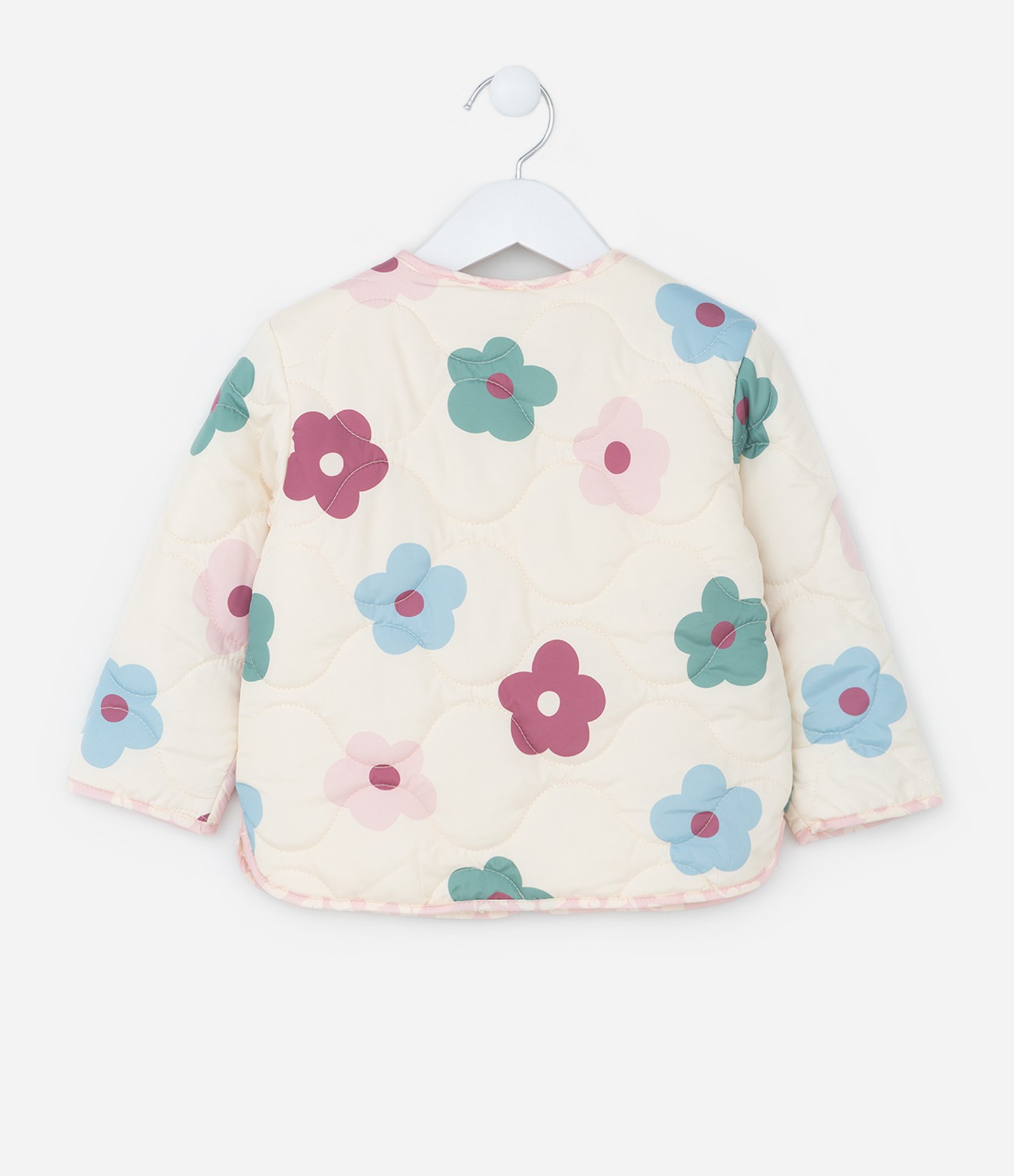 Jaqueta Infantil com Bolsos e Estampa de Florzinhas - Tam 1 a 5 Anos Bege 2