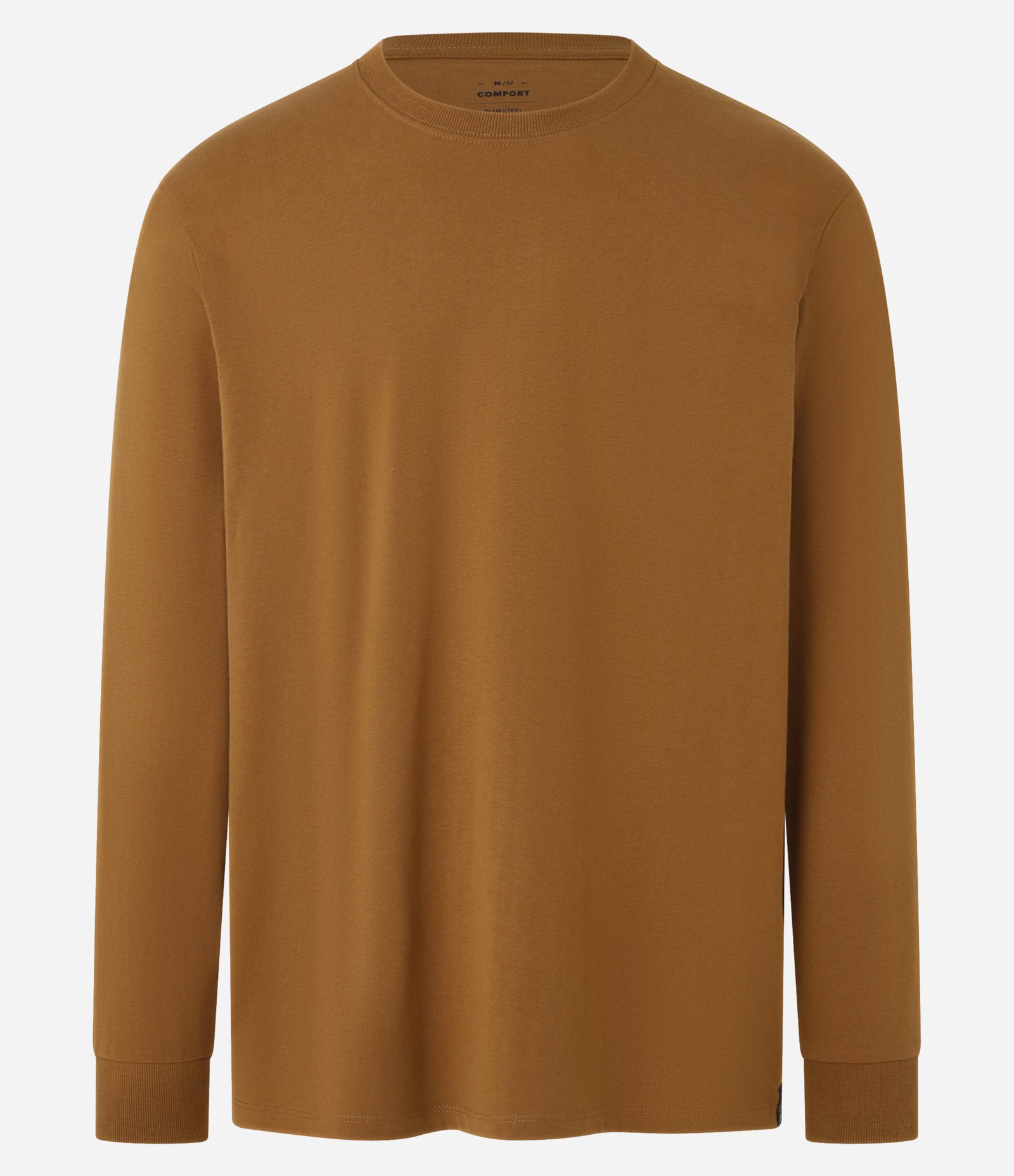 Camiseta Comfort em Algodão com Manga Longa Caramelo 4