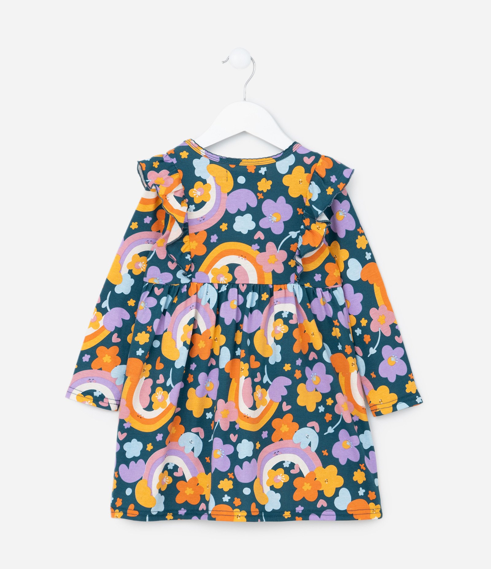 Vestido Infantil com Babados nos Ombros e Estampa Divertida - Tam 1 a 5 anos Multicores 2