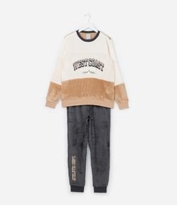 Pijama Infantil em Fleece com Bordado West Coast - Tam  5 a 14 Anos