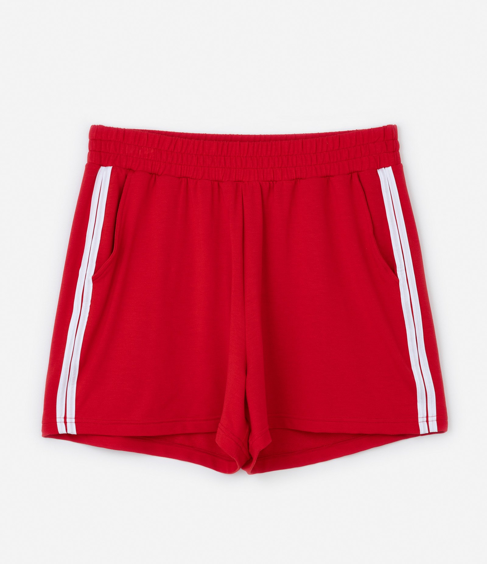 Short Amplo em Moletinho com Cós Elástico Curve e Plus Size Vermelho 5