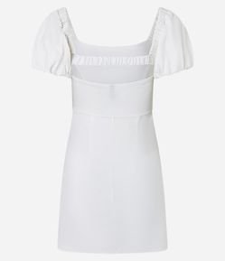 Vestido Curto em Bengaline com Manga Bufante