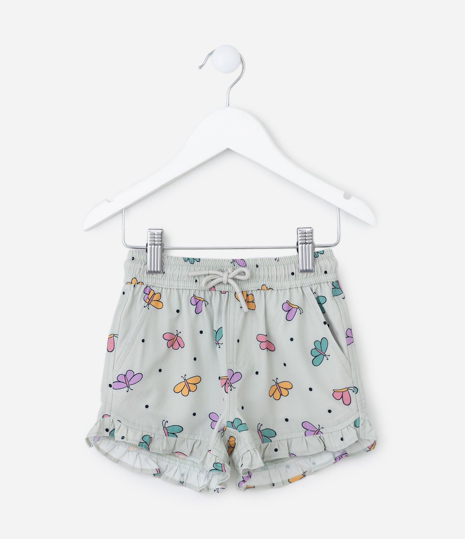 Short Infantil com Babado e Estampa Borboletas - Tam 1 a 5 Anos Cinza 1