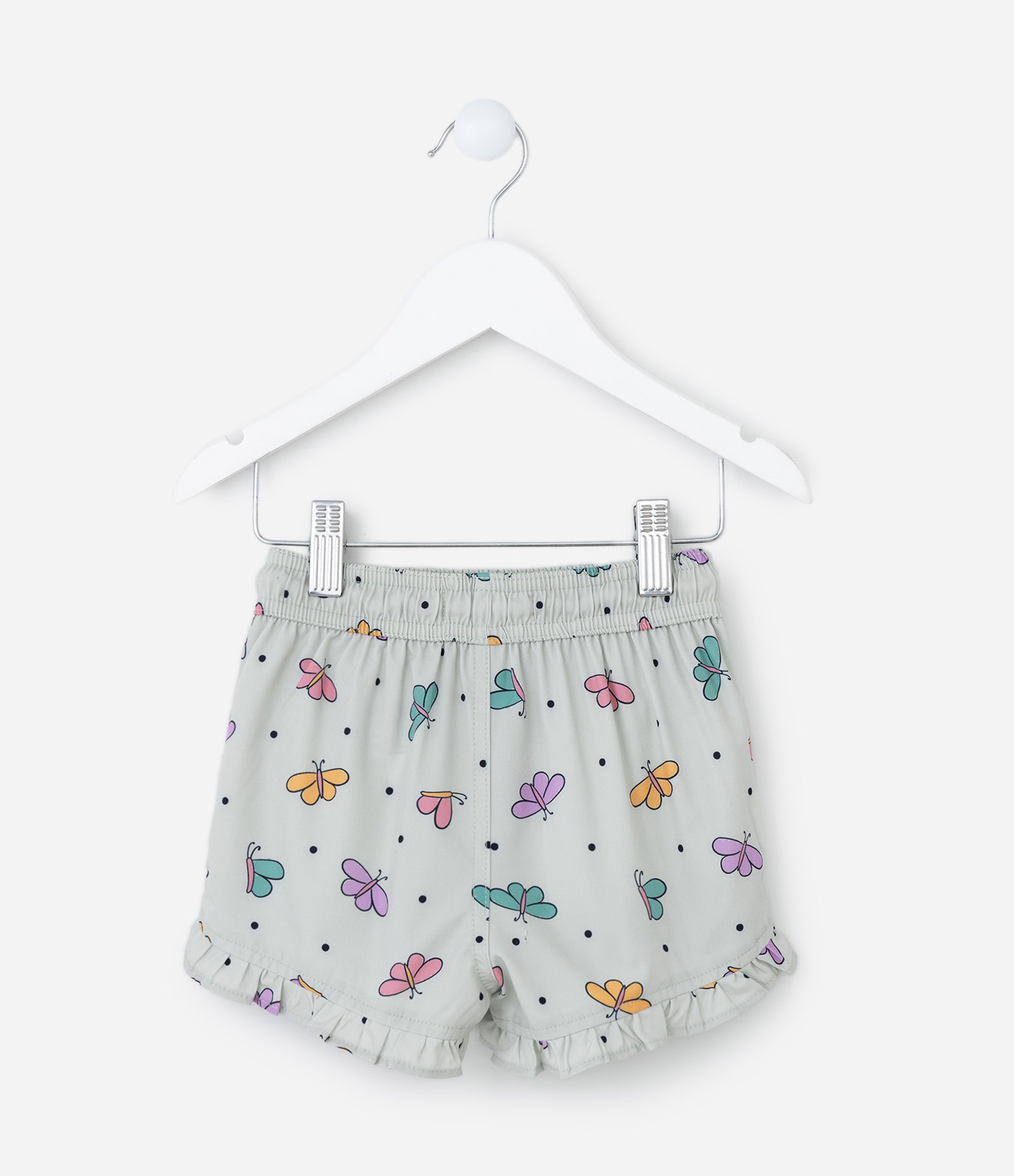 Short Infantil com Babado e Estampa Borboletas - Tam 1 a 5 Anos Cinza 2