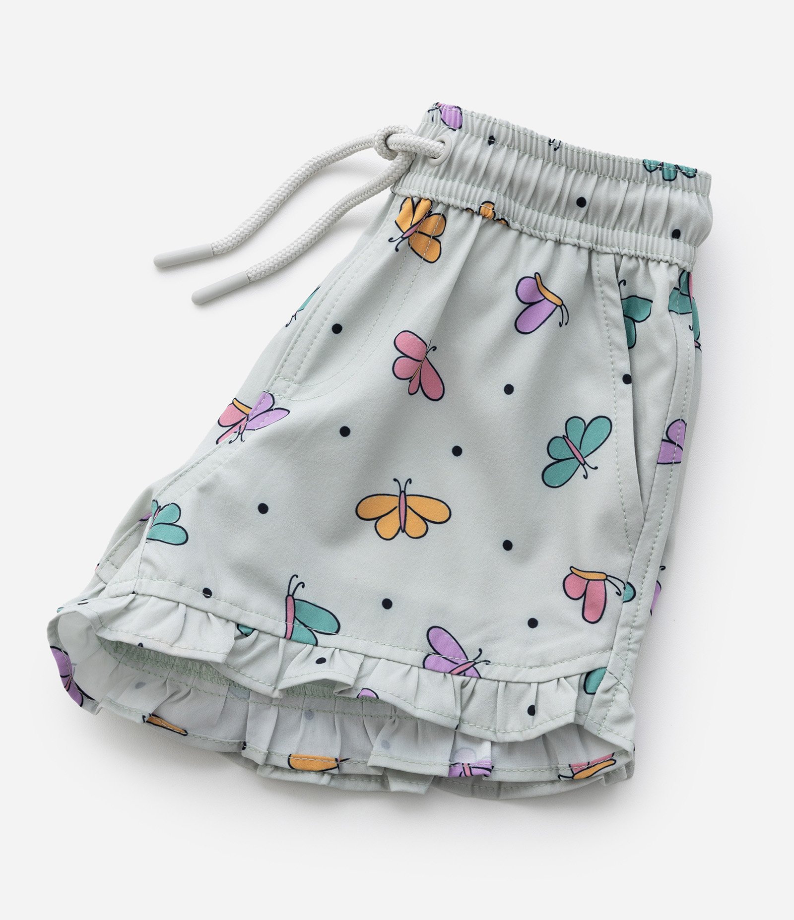 Short Infantil com Babado e Estampa Borboletas - Tam 1 a 5 Anos Cinza 4