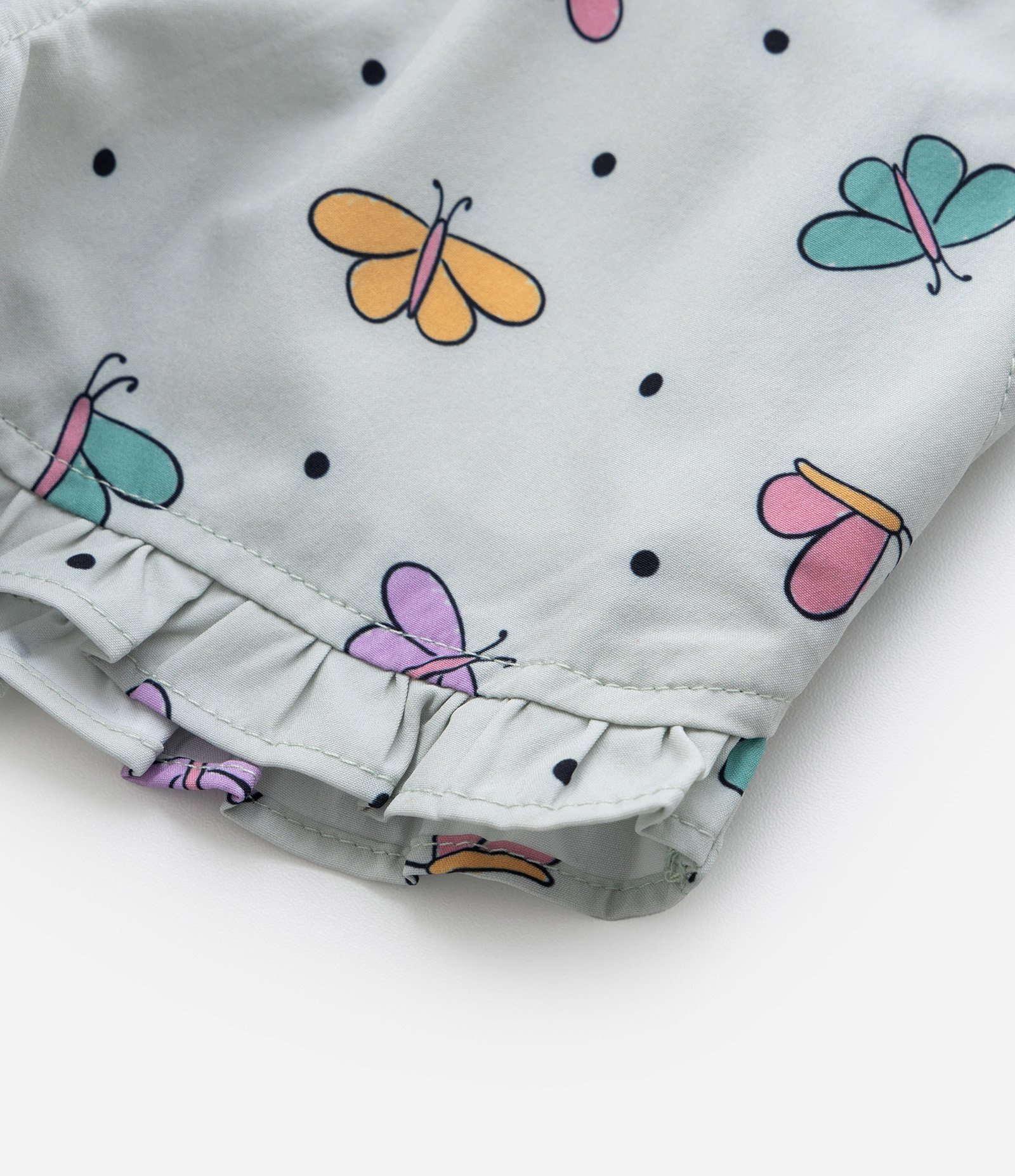 Short Infantil com Babado e Estampa Borboletas - Tam 1 a 5 Anos Cinza 5