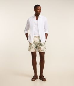 Bermuda de Praia em Microfibra com Estampa Floral