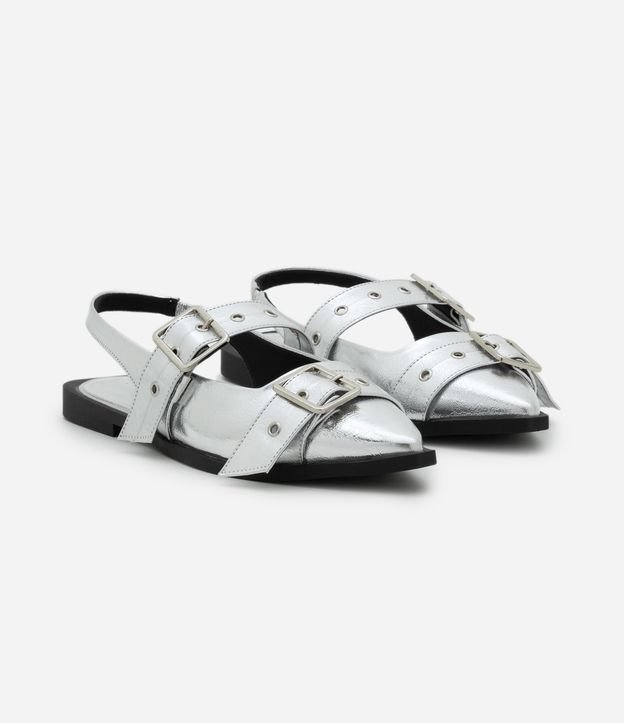 Sapatilha Slingback em PU com Fivelas