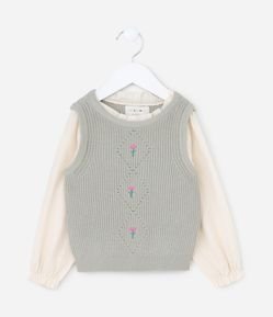 Colete Infantil com Bordado e Detalhe de Mangas - Tam 1 a 5 Anos