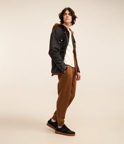 Calça em Moletom com Cós Elástico e Barra Ajustada