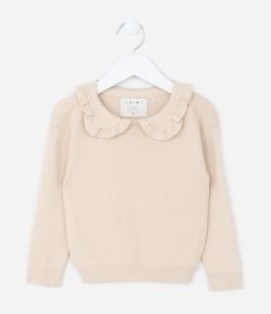 Suéter Infantil em Tricô com Babadinho na Gola - Tam 1 a 5 Anos