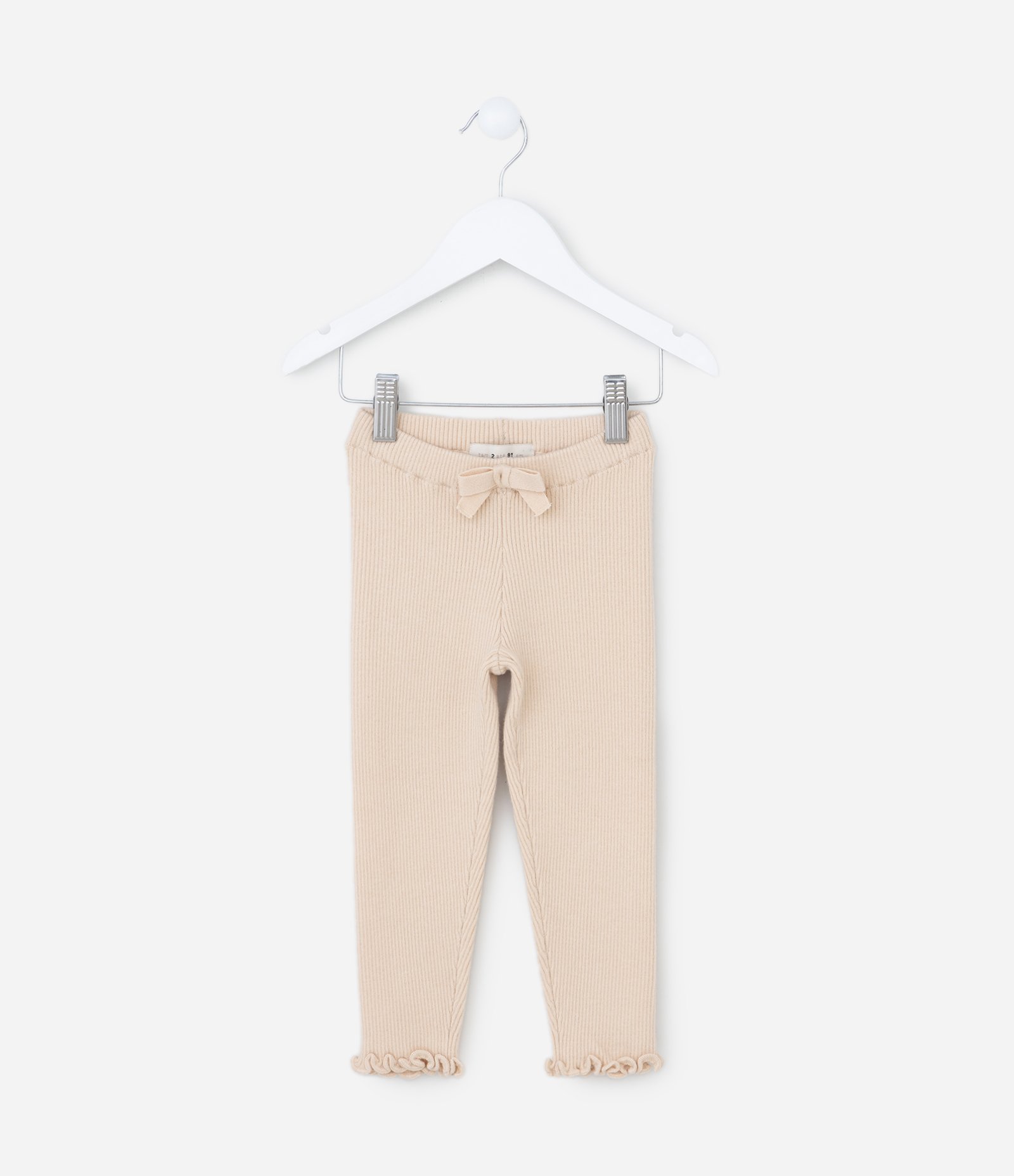 Calça Infantil em Ribana com Frufru na Barra - Tam 1 a 5 Anos Bege 1