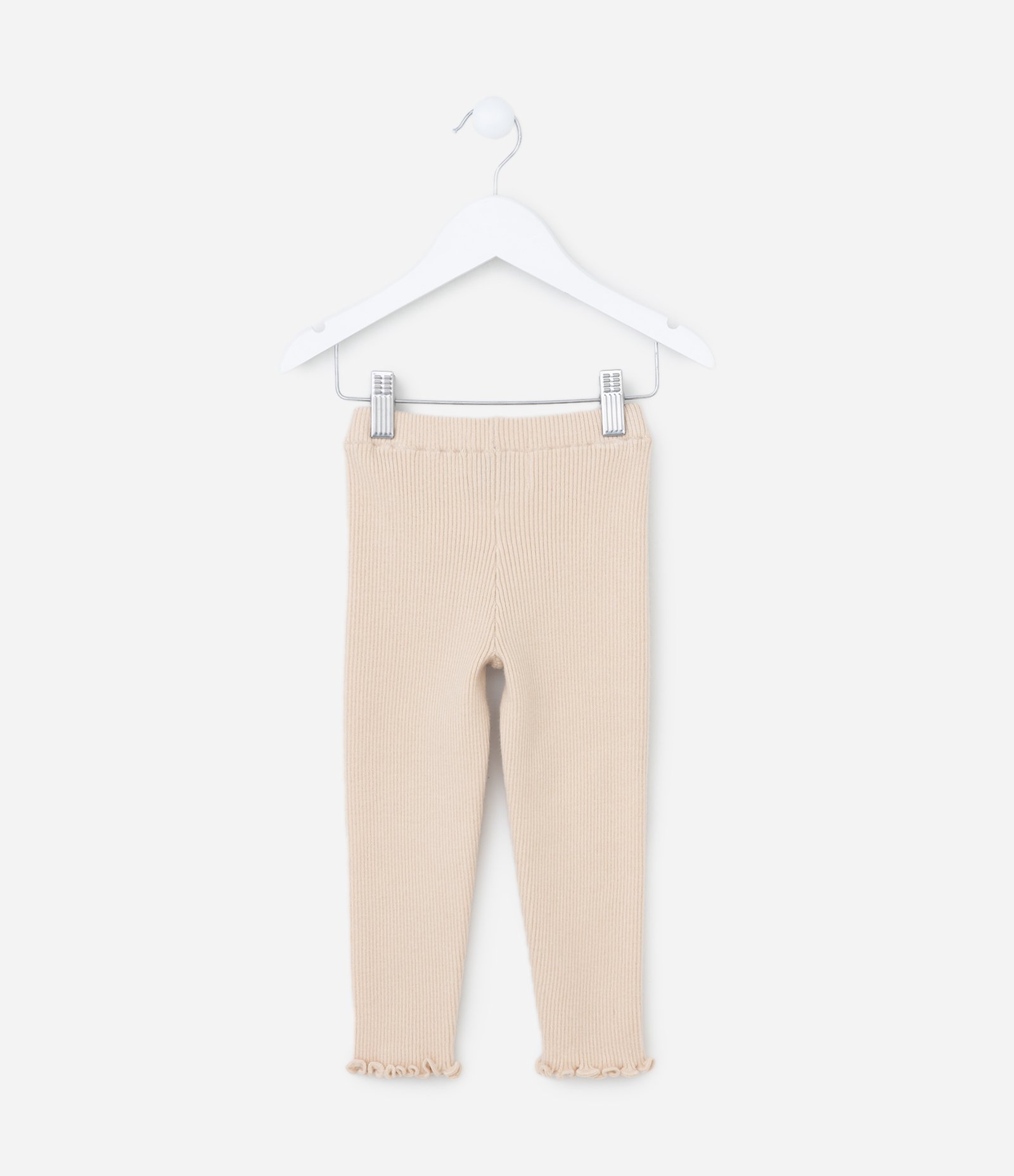 Calça Infantil em Ribana com Frufru na Barra - Tam 1 a 5 Anos Bege 2