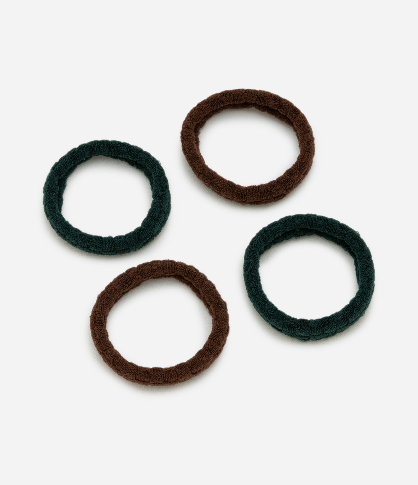 Kit 04 Elásticos de Cabelo com Textura Verde/Marrom 1