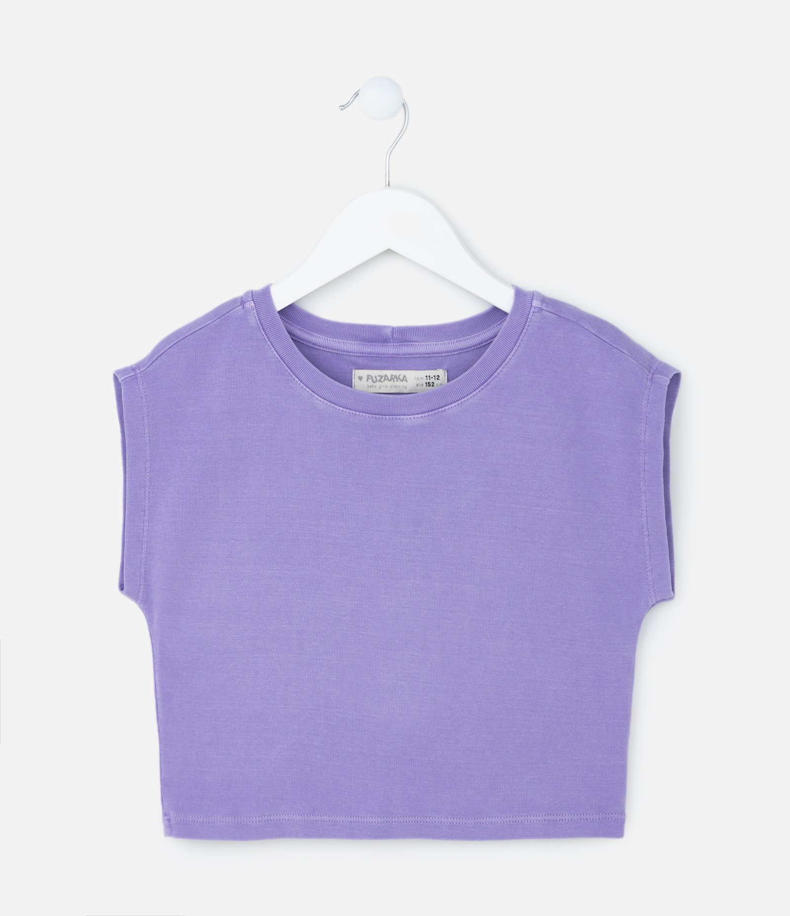 Camiseta Cropped Infantil em Ribana sem Cava - Tam 5 a 14 Anos Lilás 1