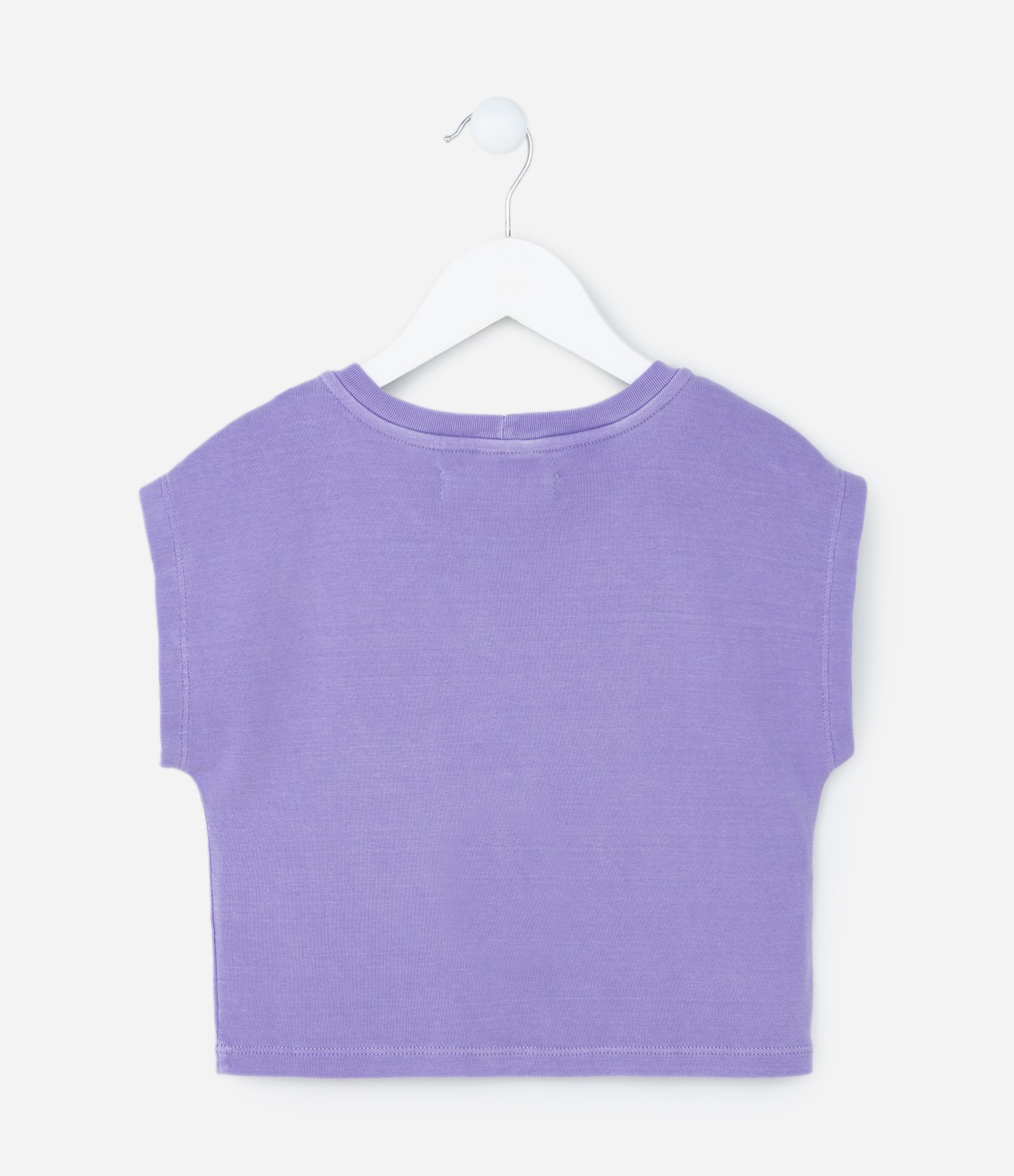 Camiseta Cropped Infantil em Ribana sem Cava - Tam 5 a 14 Anos Lilás 2