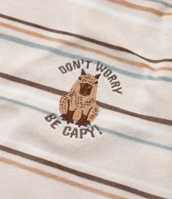 Pijama Infantil em Plush com Bordado Capivara - Tam 5 a 14 Anos