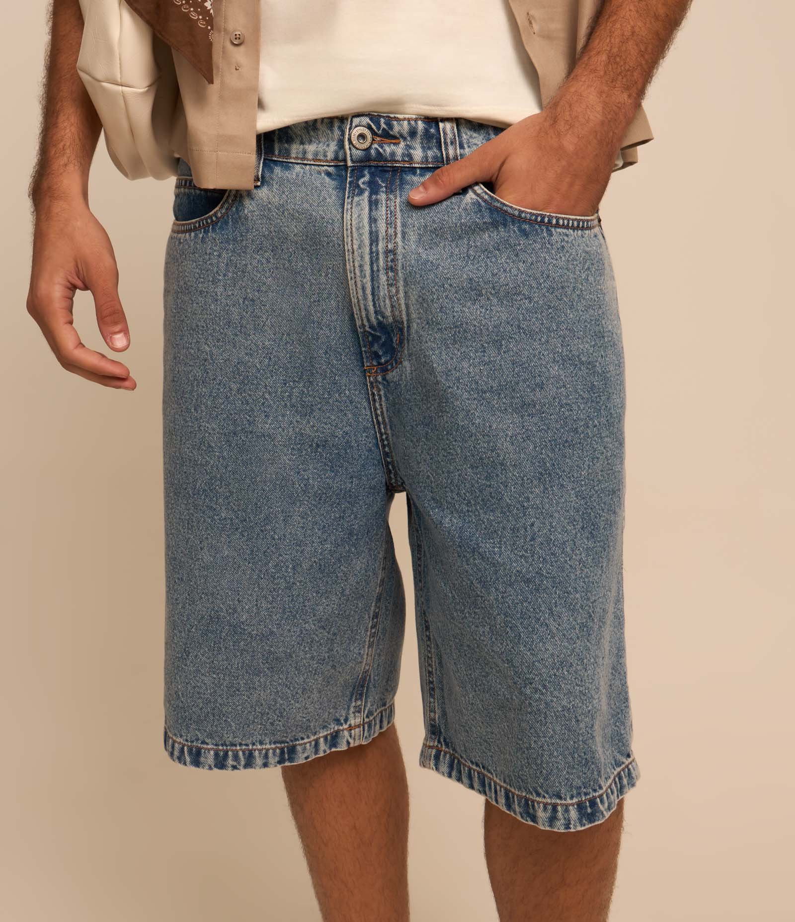 Bermuda Jorts Baggy Vintage em Jeans Azul 2