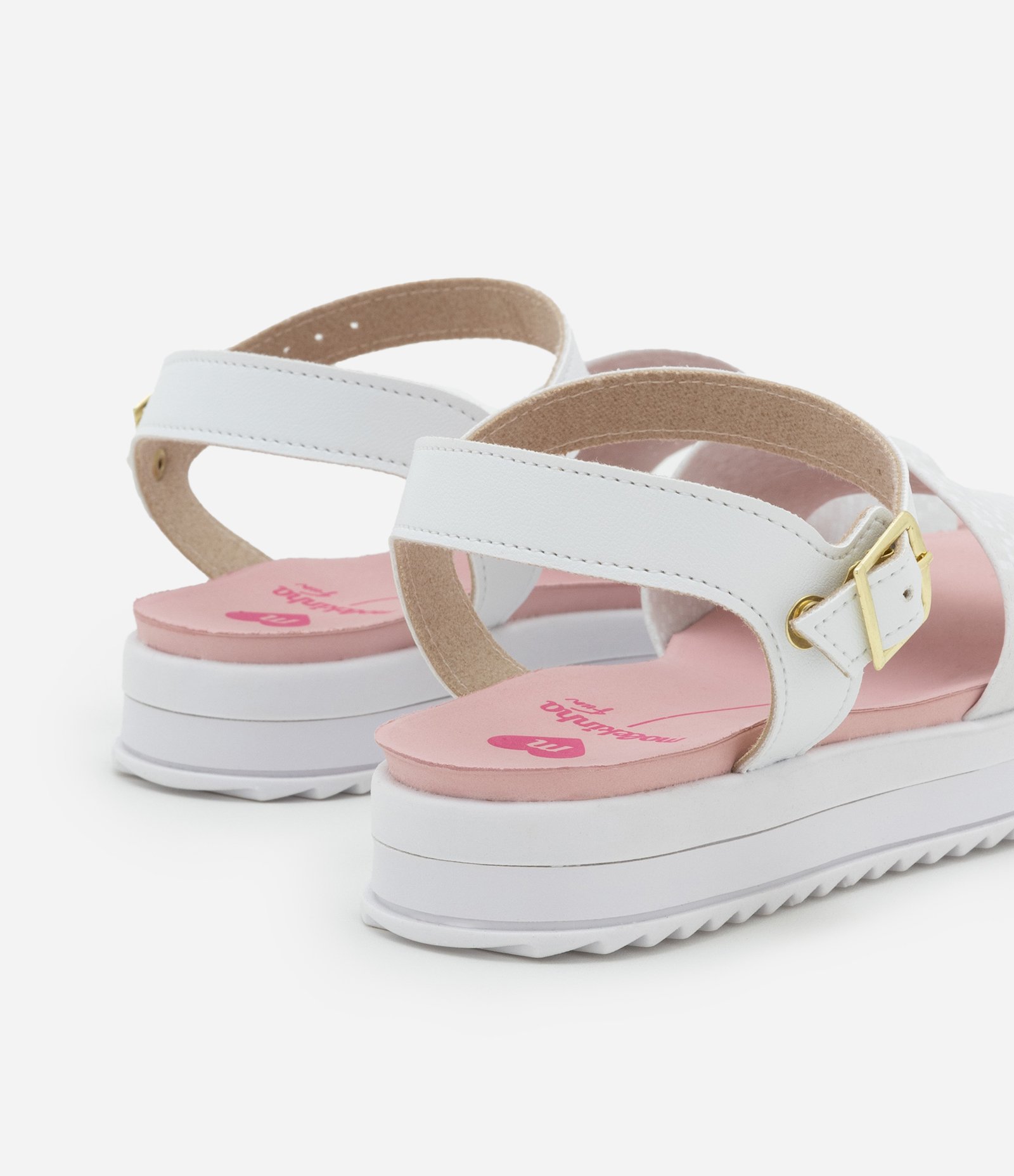 Sandália Flatform Infantil com Tiras Brilhante - Tam 26 a 36 Branco 2