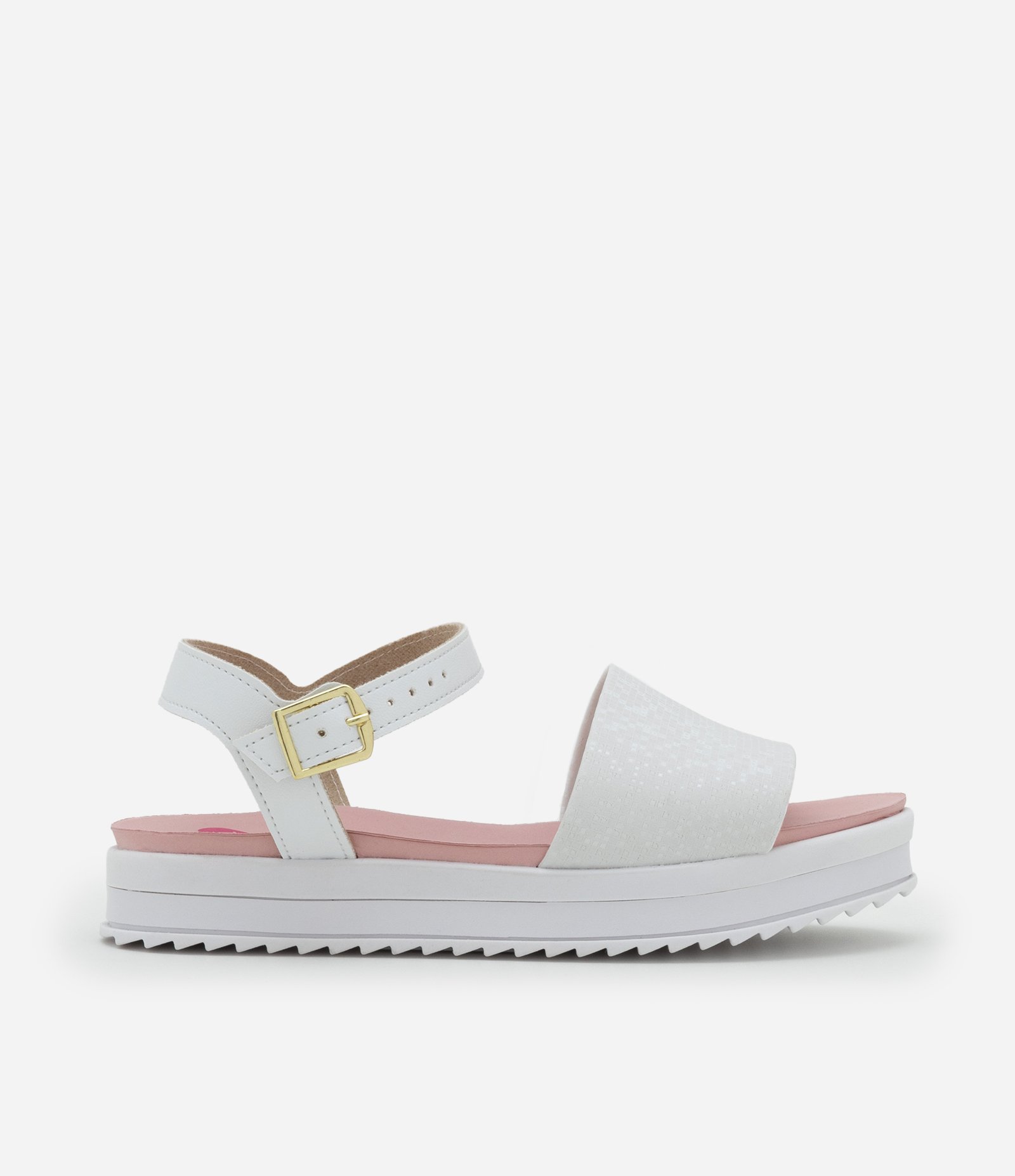 Sandália Flatform Infantil com Tiras Brilhante - Tam 26 a 36 Branco 5