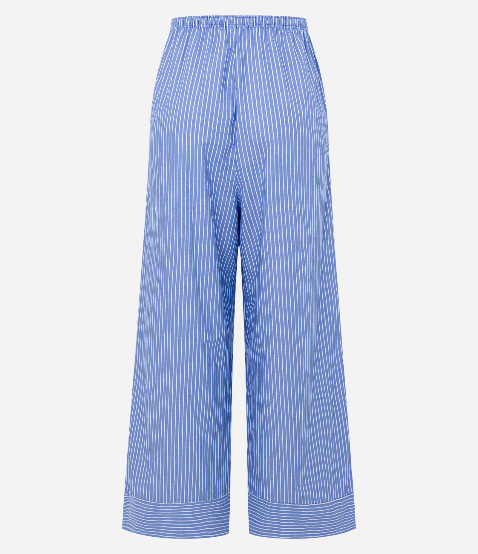 Calça Wide Leg em Tricoline Listrado com Barra Larga Azul 6