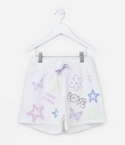 Short Infantil em Cotton com Estampa Doodles - Tam 5 a 14 Anos