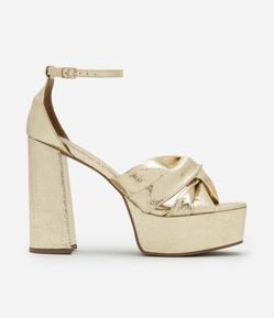 Sandália Meia Pata Metalizada com Tira em X Torcida