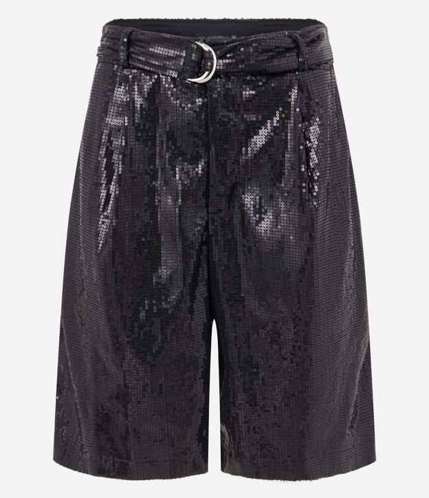 Bermuda Reta em Paetê com Cinto Afivelado