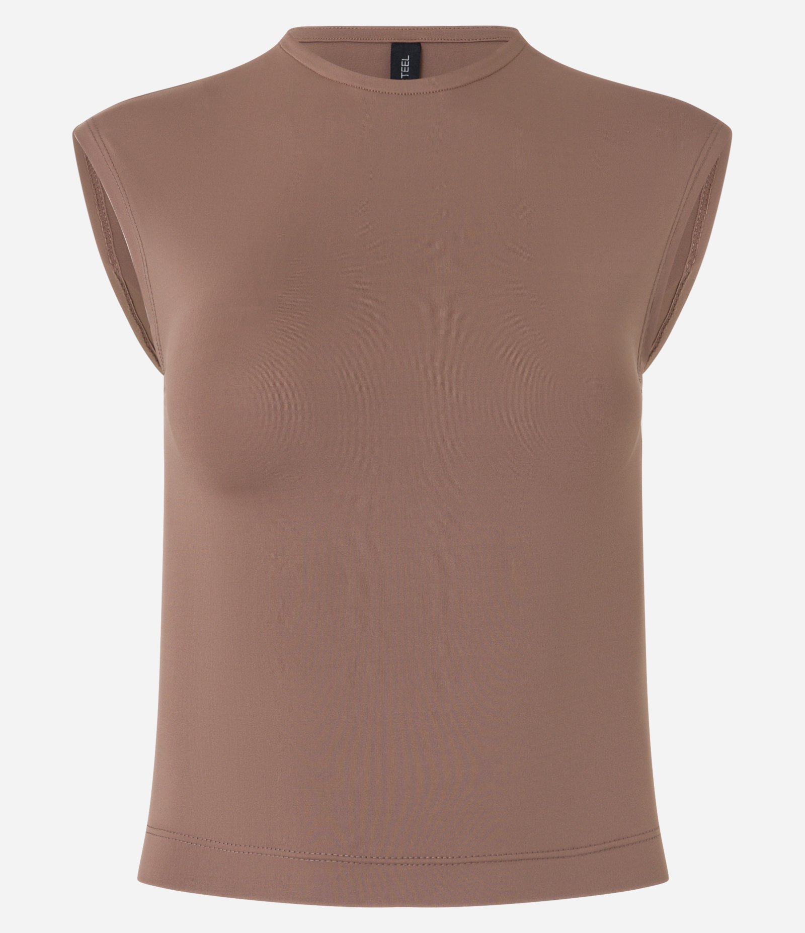 Blusa Básica em Microfibra com Ombro Alongado Marrom 4