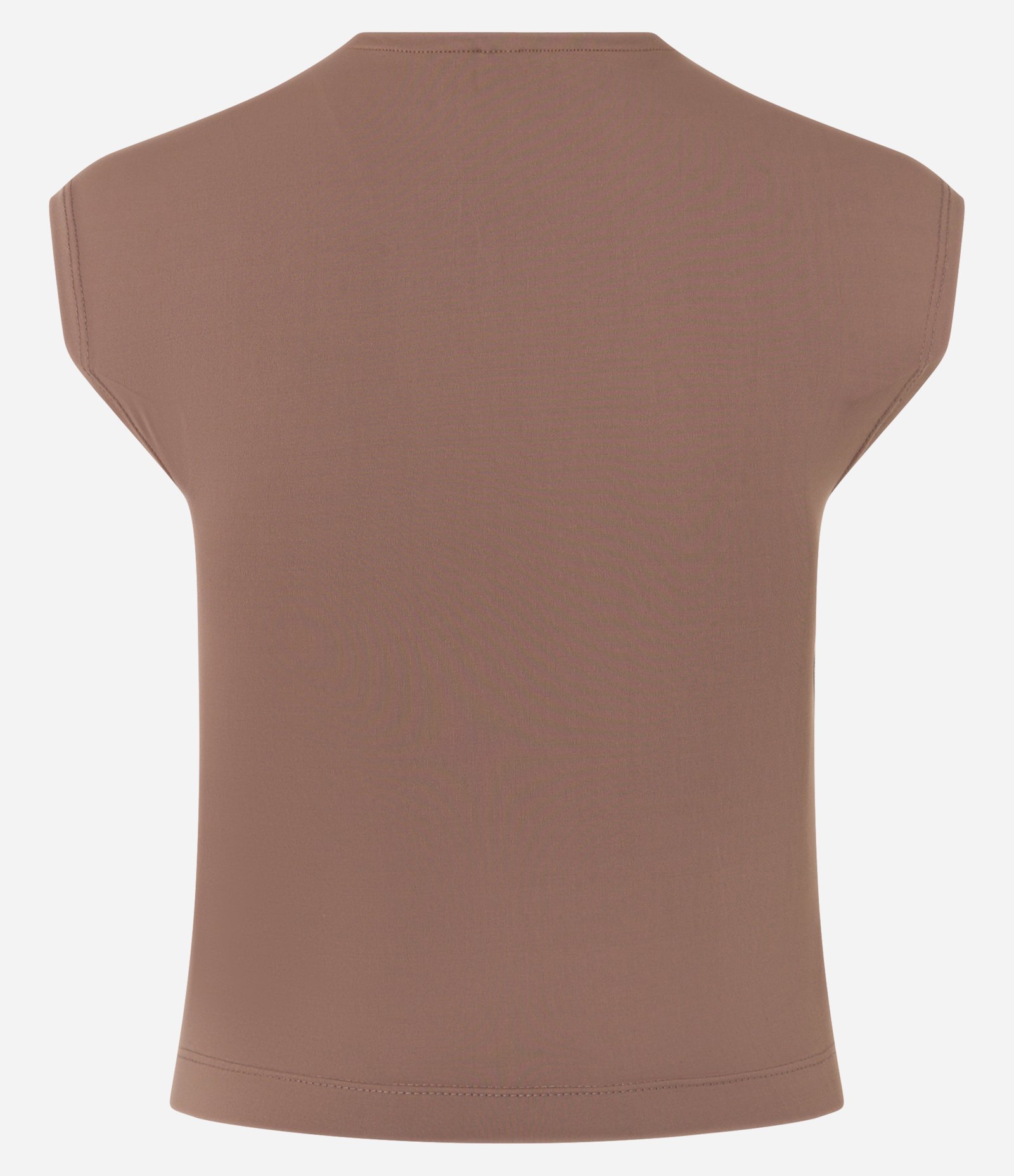 Blusa Básica em Microfibra com Ombro Alongado Marrom 5