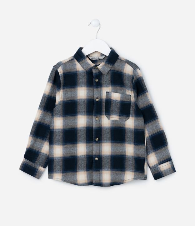Camisa Infantil em Flanela com Estampa Xadrez - Tam 5 a 14 Anos