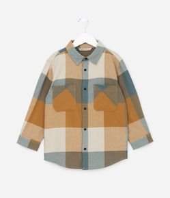 Camisa Infantil em Flanela com Estampa Xadrez - Tam 5 a 14 Anos