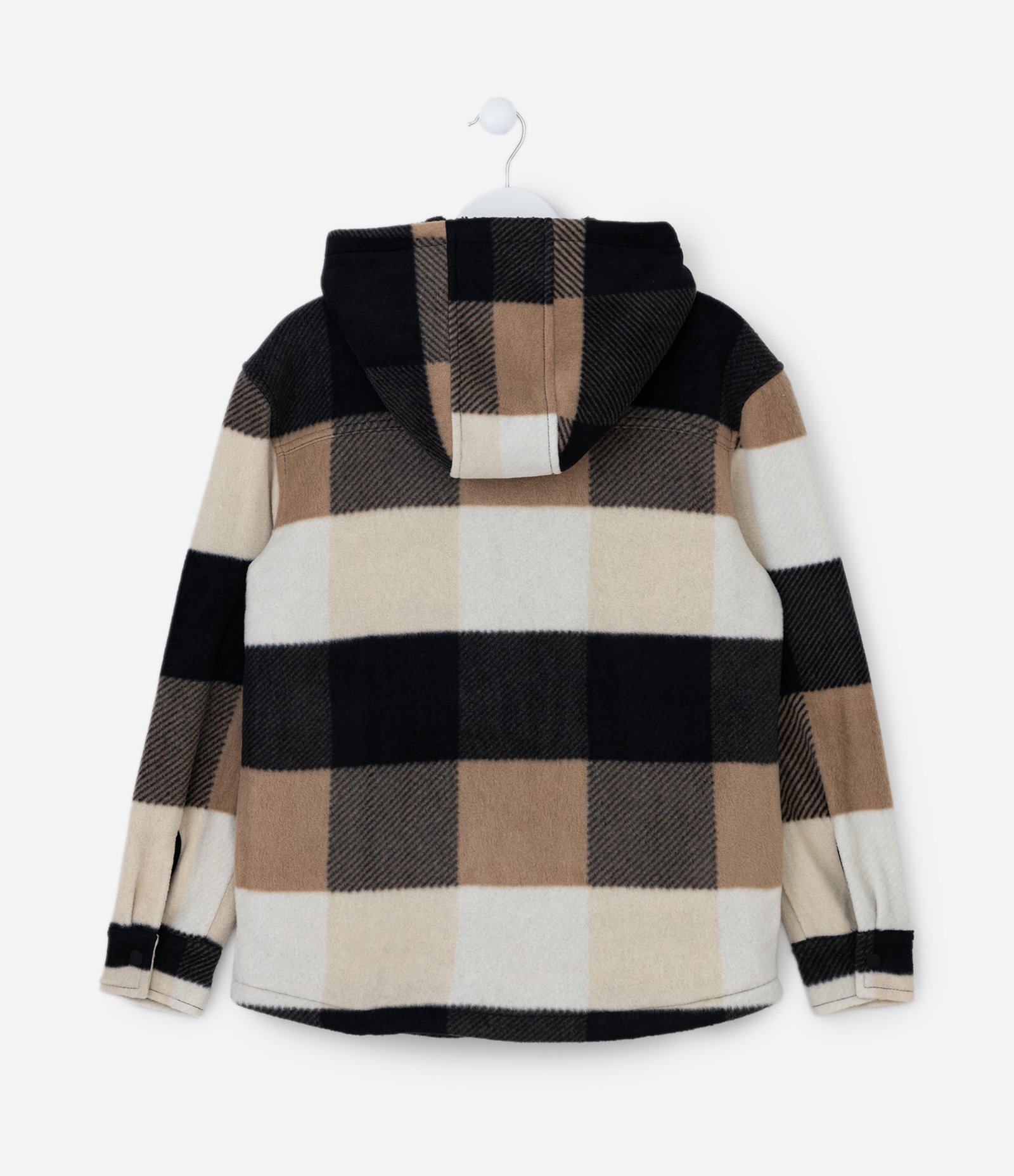 Camisa Infantil em Fleece Xadrez e Forro de Sherpa - Tam 5 a 14 anos Marrom 2