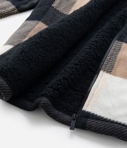 Camisa Infantil em Fleece Xadrez e Forro de Sherpa - Tam 5 a 14 anos