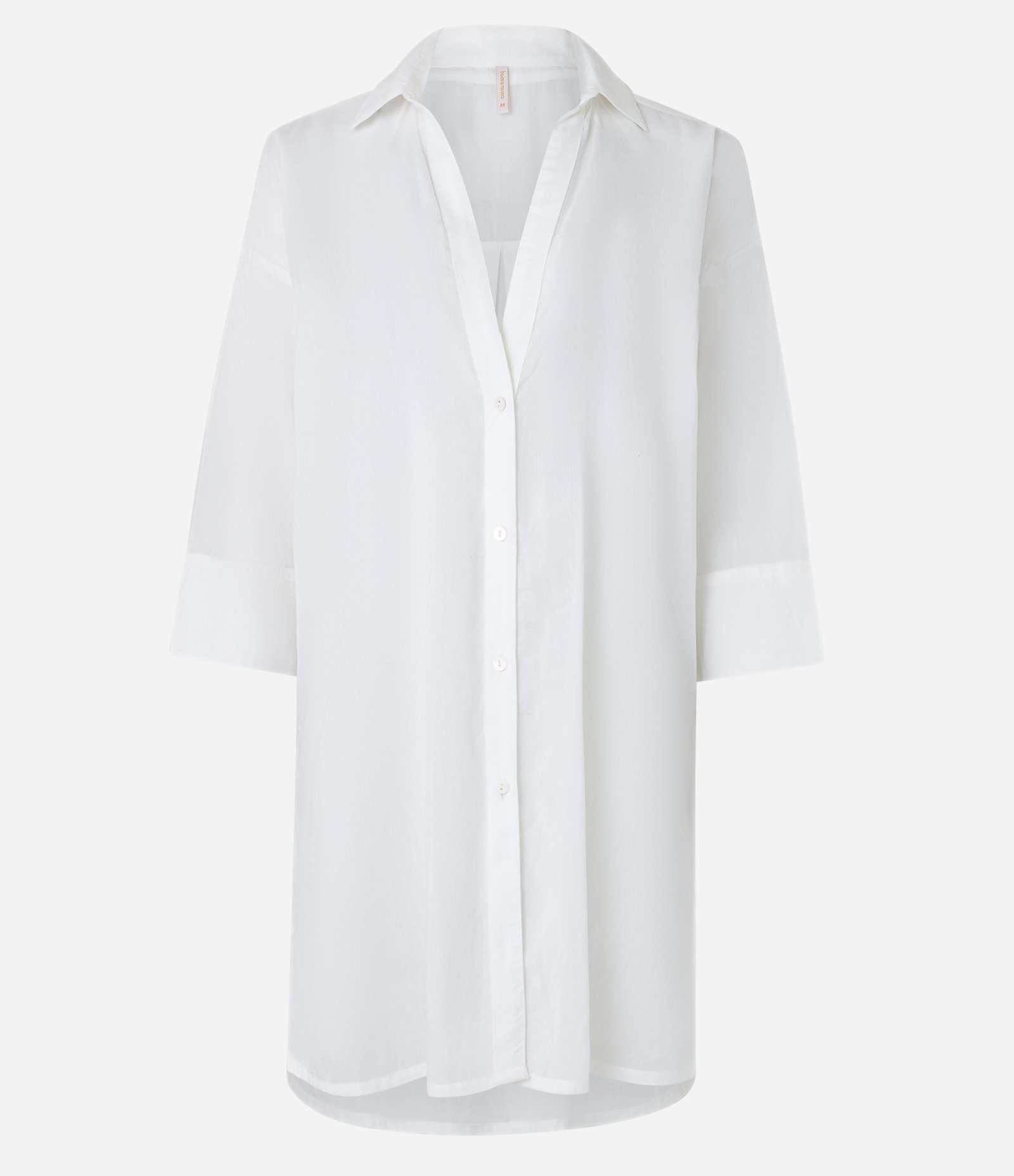 Saída de Praia Bata Chemise em Voal com Botões Branco 5