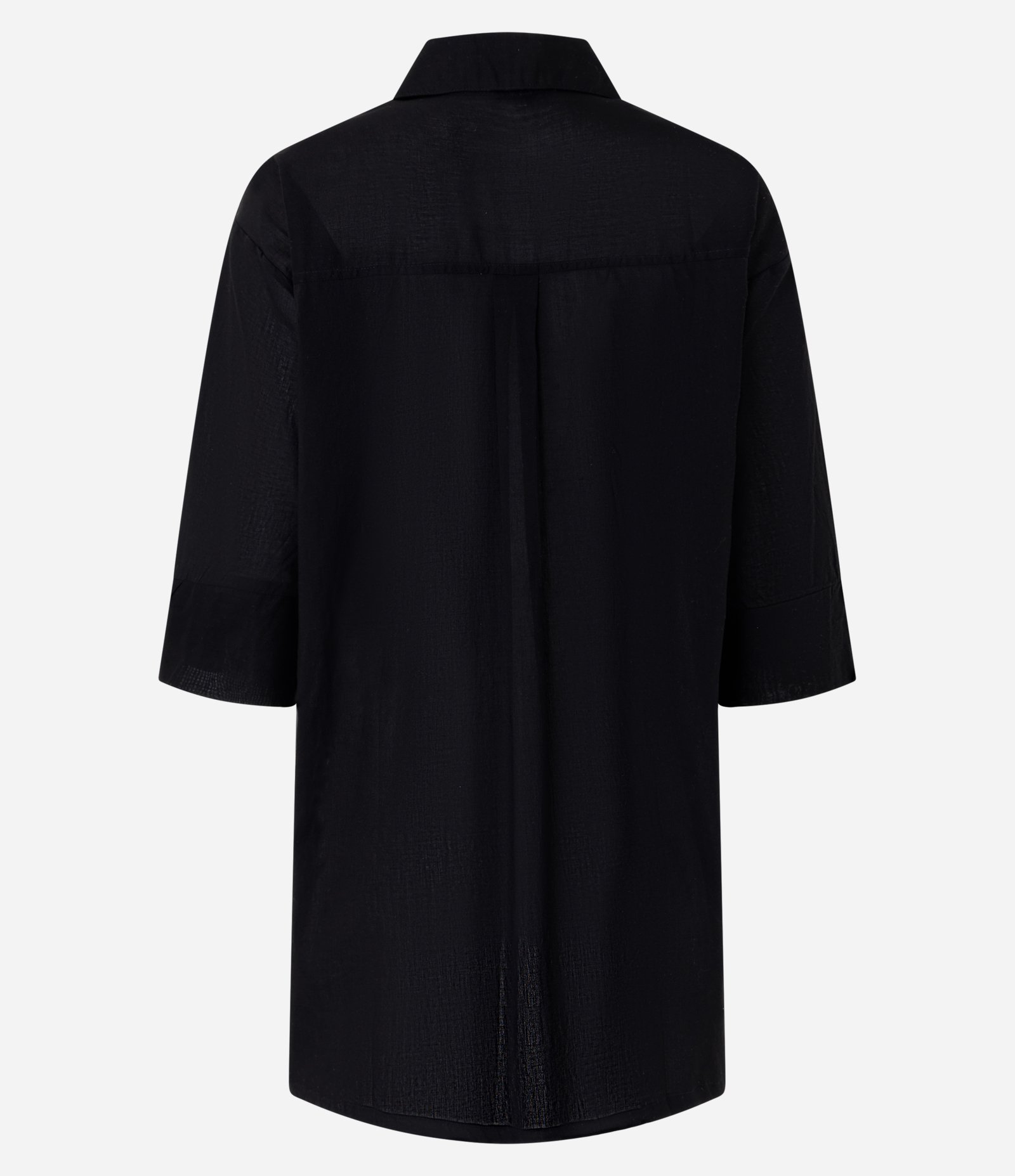Saída de Praia Bata Chemise em Voal com Botões Preto 5
