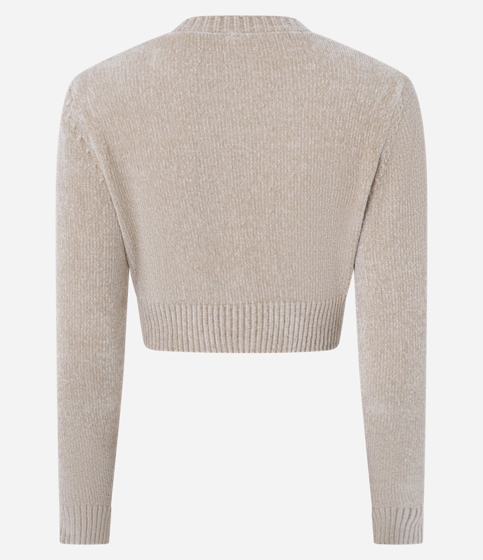 Cardigan Cropped em Chenille com Botões Bege 6