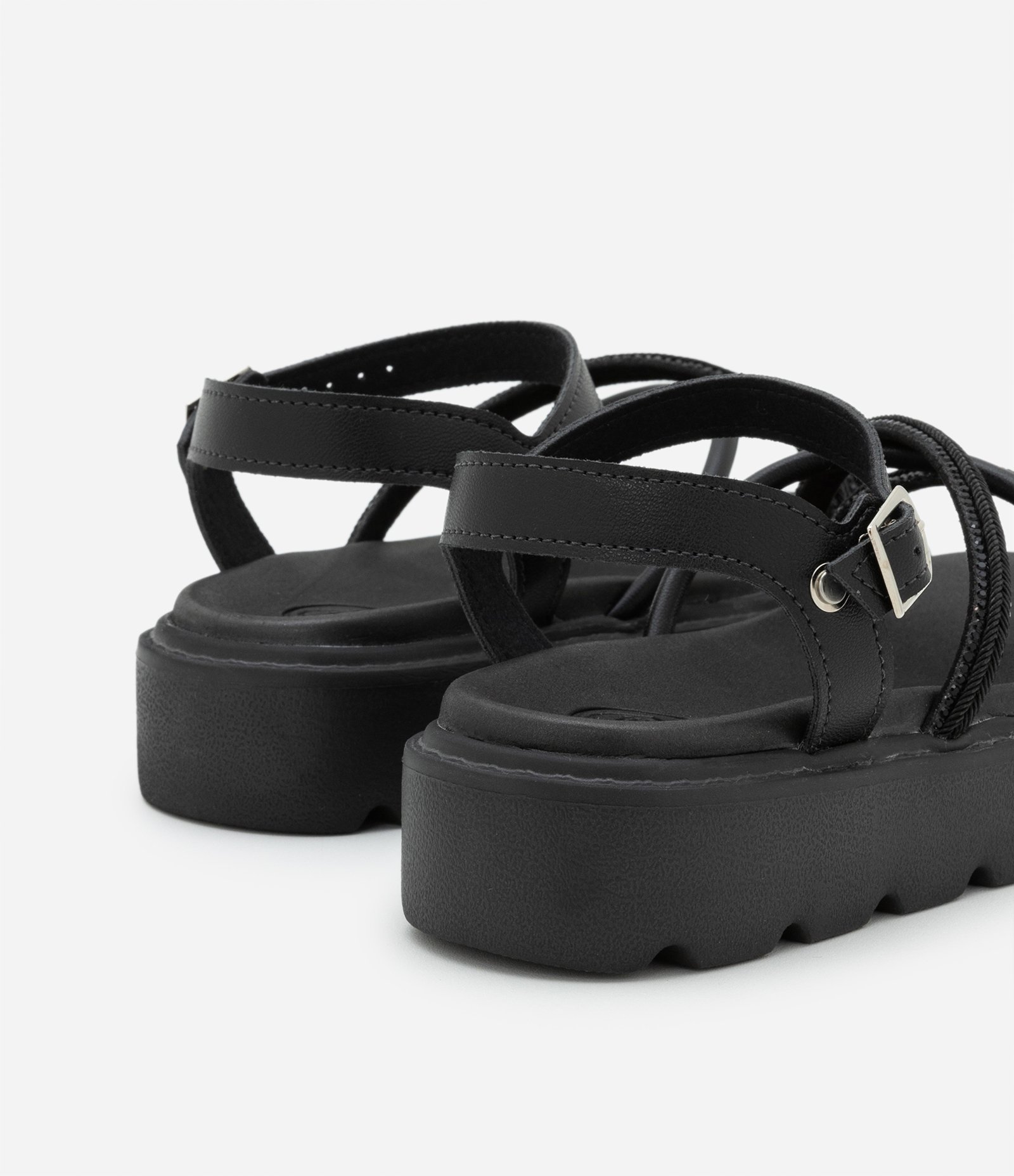 Sandália Flatform Infantil com Brilhos Molekinha - Tam 26 a 36 Preto 3