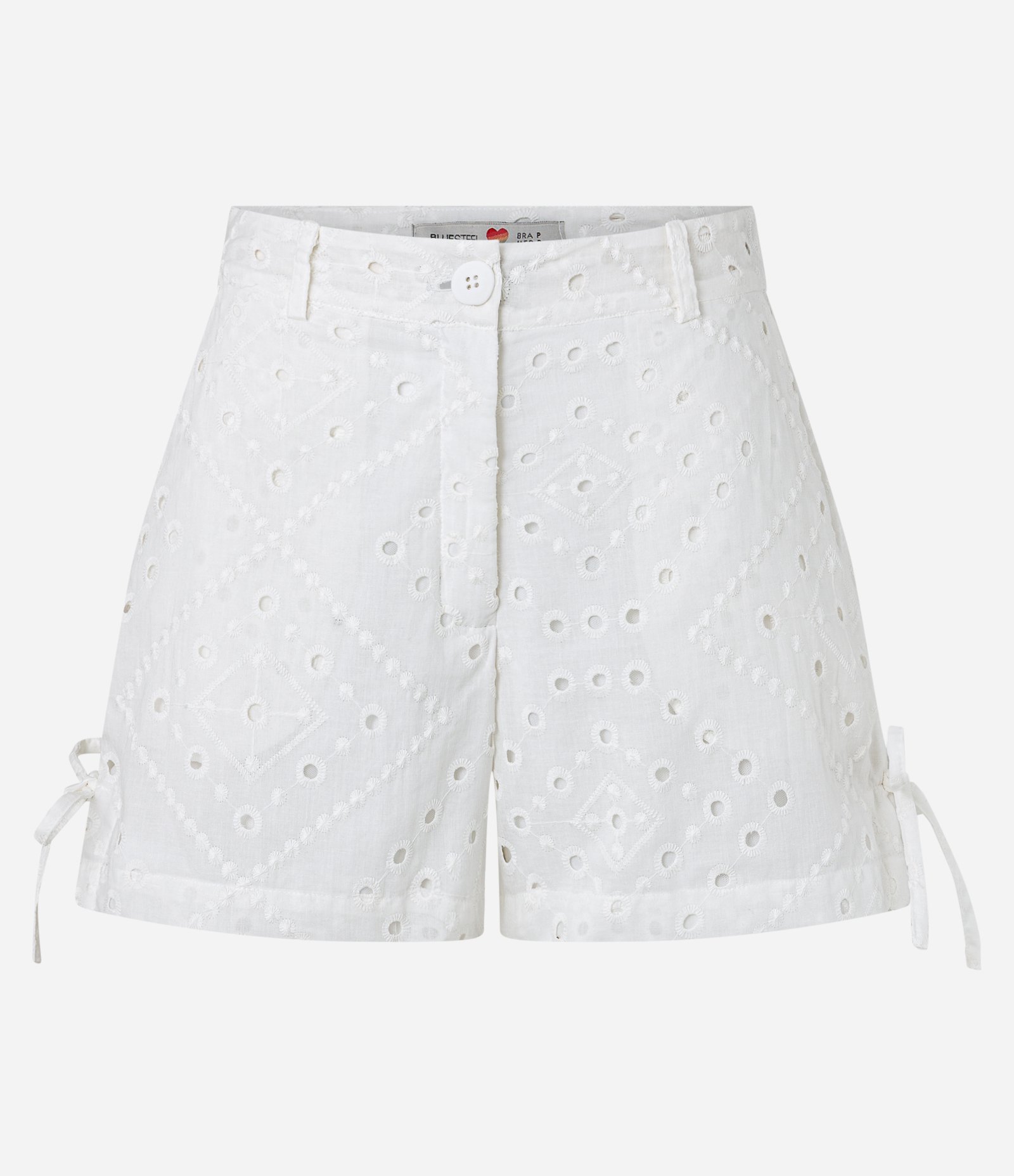 Short Curto em Laise com Cós Alfaiatado e Bolsos Faca Branco 5