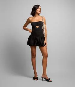 Saia Balonê em Tricoline com Fechamento em Zíper