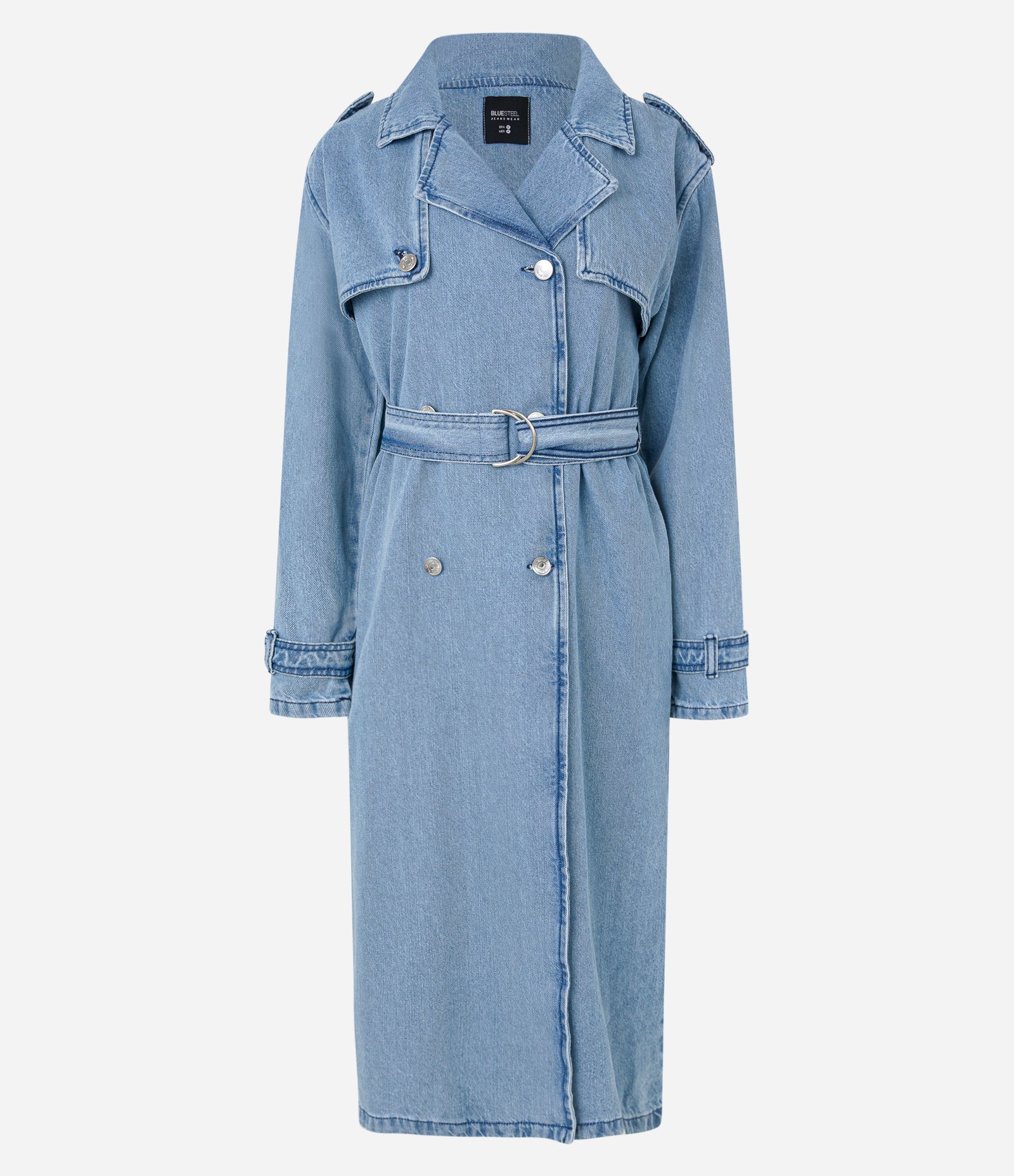 Casaco Trench Coats em Jeans com Lavagem Destroyer Azul 5