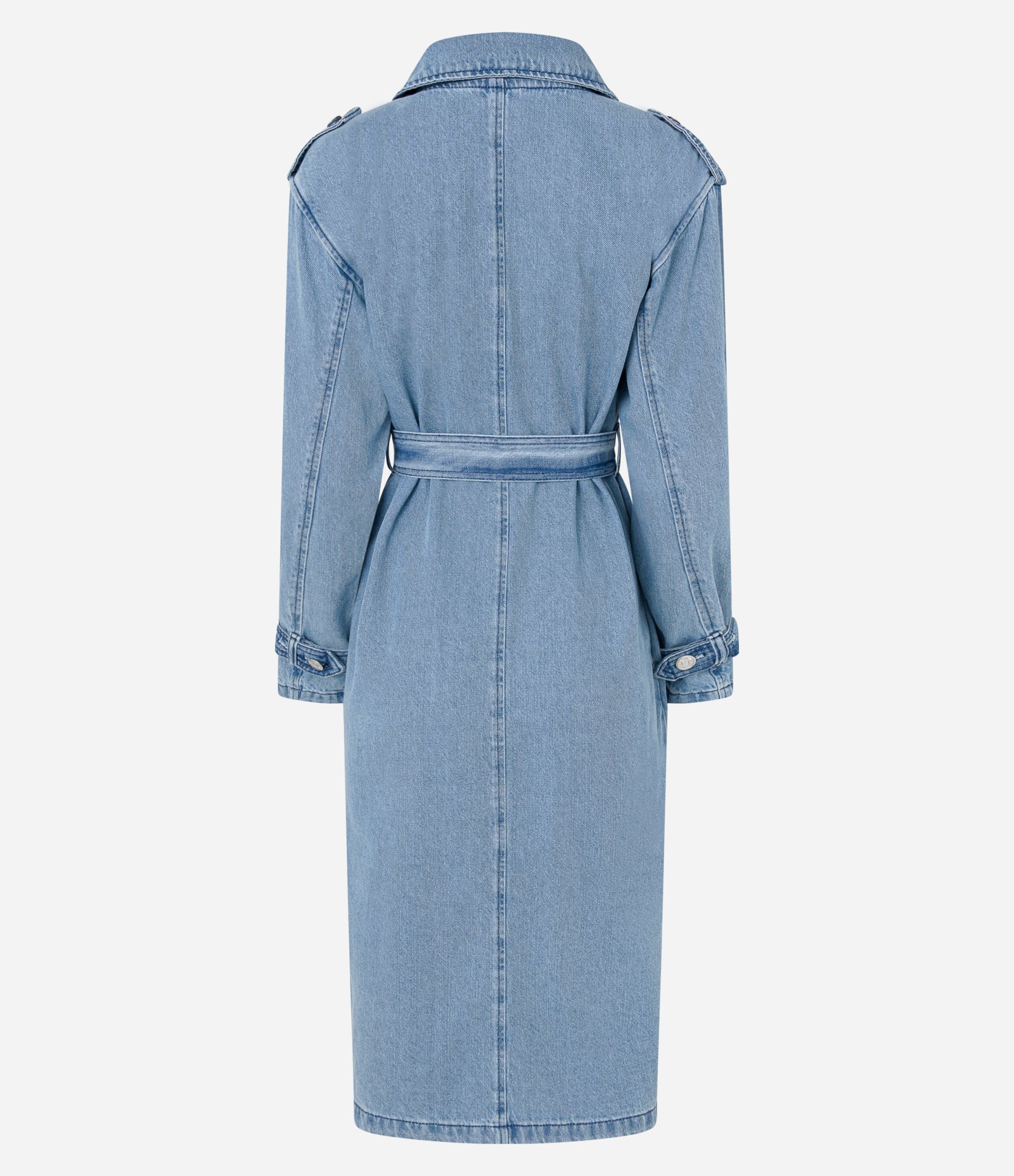 Casaco Trench Coats em Jeans com Lavagem Destroyer Azul 6